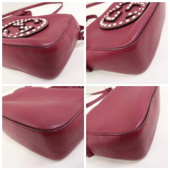 💯 Auth Gucci Soho Disco Studded Winered Calfskin - Picture 4 of 8